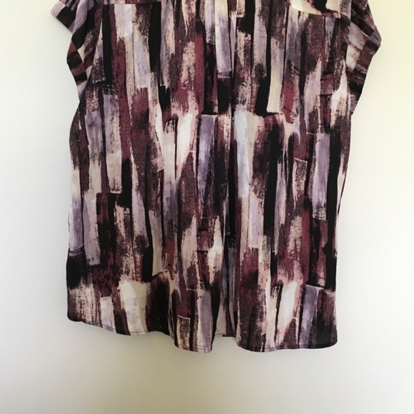 Simply Vera Vera Wang Essential Popover Top Blouse Plus Sz 3X Purple Abstract - Picture 11 of 16